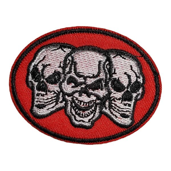 H-51【 アイロンワッペン 】 刺繍ワッペン アップリケ リメイク SKULL スカル 髑髏 ドクロ 骸骨 ガイコツ