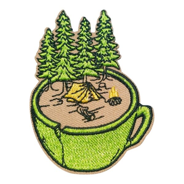 C-6【 アイロンワッペン 】 刺繍ワッペン アップリケ リメイク camp キャンプ テント 山 マウンテン MOUNTAIN
