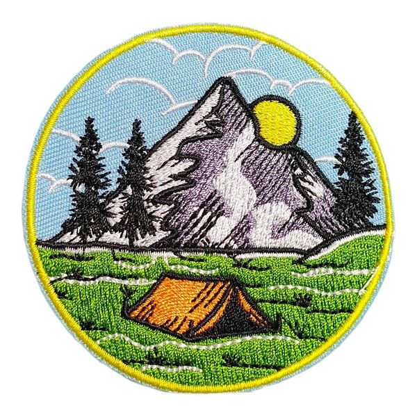C-55【 アイロンワッペン 】 刺繍ワッペン 山 マウンテン camp キャンプ テント アウトドア camping