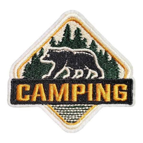 Y-65【 アイロンワッペン 】 刺繍ワッペン MOUNTAIN 熊 クマ bear ベアー camp キャンプ camping