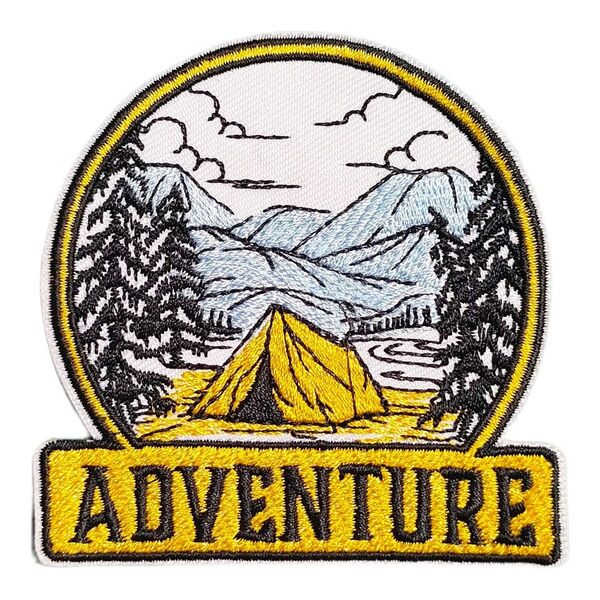 C-42【 アイロンワッペン 】 刺繍ワッペン アップリケ リメイク 山 マウンテン MOUNTAIN camp キャンプ テント