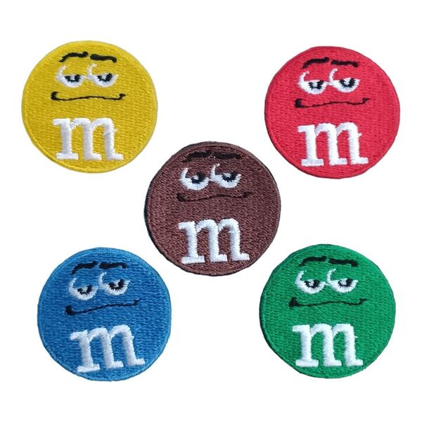 5枚セット【 アイロンワッペン 】 刺繍ワッペン アップリケ リメイク エムアンドエムズ chocolate チョコ M&M’s