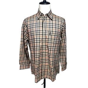 美品 DAKS ダックス チェックシャツ ベージュ メンズ L Lサイズ 日本製 綿100%