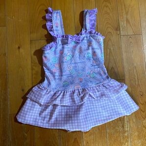ワンピース水着★スイーツ柄 薄紫色 130サイズ