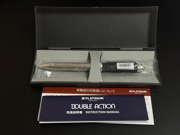 プラチナ/PLATINUM ダブル3アクション ゴートシュリンク本革巻 ブラック