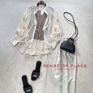 在庫1枚のみ新品!アーバンリサーチセンスオブプレイス夏メッシュシアールーズシャツブラウスアイボリー
