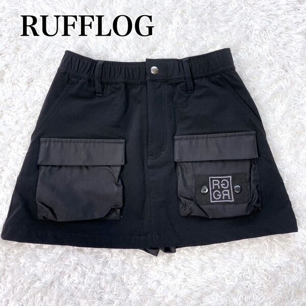 美品 RUFFLOG ラフロッグ ハイパーストレッチゴルフスカート 黒 ゴルフ