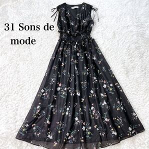 31 Sons de mode コラボアイテム 肩リボン 花柄ロングワンピース