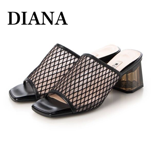 美品 ダイアナ DIANA メッシュ サンダル ミュール S 22~22.5cm 黒