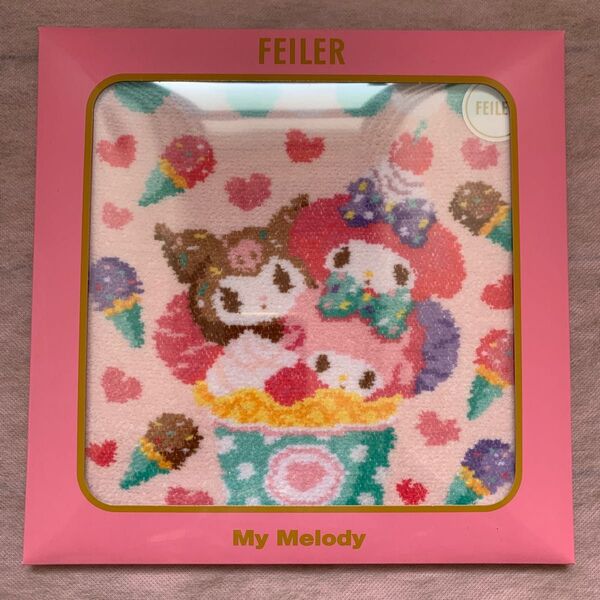 ★フェイラー★FEILER★サンリオコラボ マイメロディ アイスクリーム ハンカチ 1枚 パッケージ有 クロミ ピアノ