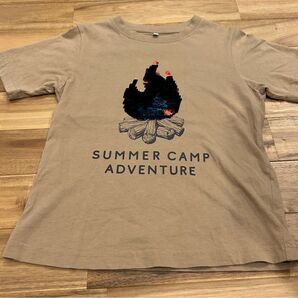 GU キッズ 半袖Tシャツ SUMMER CAMP ADVENTURE スパンコール 焚き火 140cm 綿100% used