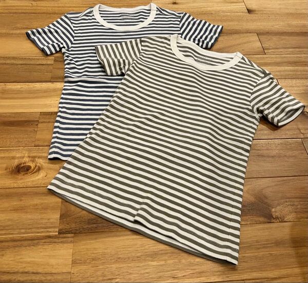 無印良品 2枚セットボーダー柄Tシャツ 色違い レディースXS 綿100% used
