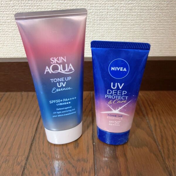 スキンアクア トーンアップ UV エッセンス 日焼け止め、ニベアUV ディープ プロテクトアンドケア トーンアップエッセンス