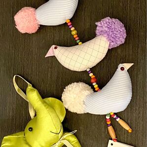 週末セール★新品未使用★宅急便送料込★タイシルクぞうさん&小鳥さんのオーナメント★インポートインテリア★ガーランド★デコレーション