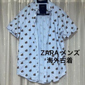 ZARA used メンズ 半袖 シャツ 夏服 柄シャツ デニムシャツ