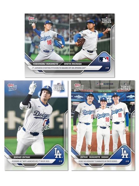【3枚】大谷翔平 山本由伸 佐々木朗希 今永昇太 ドジャース カブス 2025 東京シリーズ MLB開幕戦 TOPPS NOW