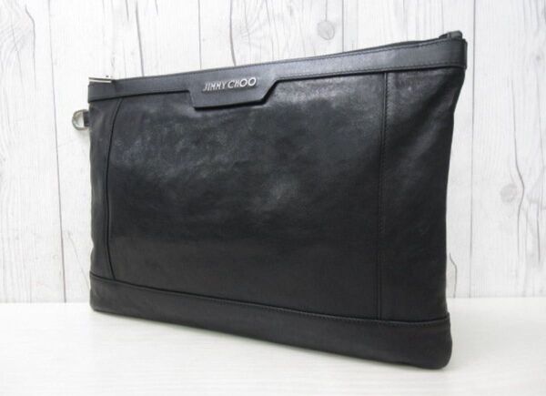 美品 JIMMY CHOO ブラックレザー クラッチバッグ