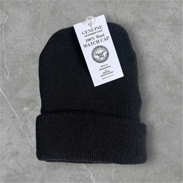 デッドストック 米軍 ウール ワッチキャップ 新品 黒 ブラック ニットキャップ ビーニー wool black vintage