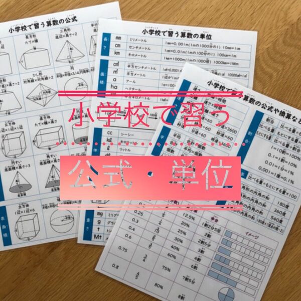 小学校で習う算数の公式や単位