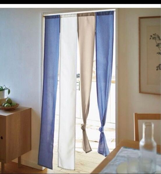 【新品】のれん 四連 ブルー系 約170×85㎝