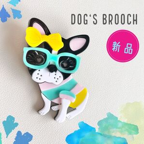 アクリル ブローチ フレンチブルドッグ 女の子 ビーチ アクセサリー 犬 新品