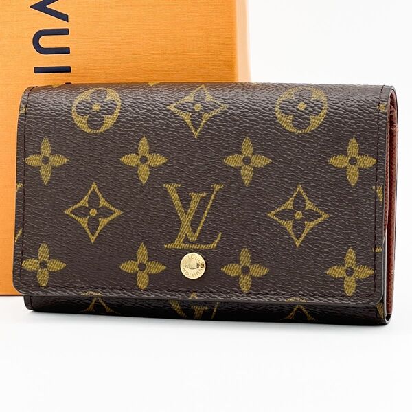 使用わずか 箱付 LOUIS VUITTON ルイヴィトン モノグラム ポルトモネ ビエ トレゾール 二つ折り 財布 M61730