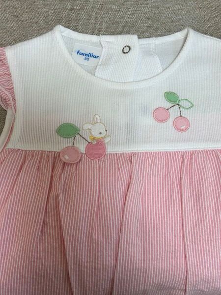 ベビー服 ロンパース ピンク ストライプ