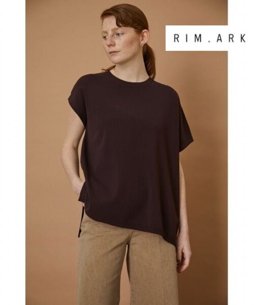 大人気!【RIM.ARK】Asymmetry knit tops サマーニット 半袖