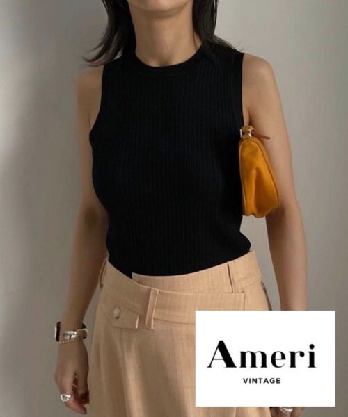 大人気!【Ameri】AMERICAN SLEEVE KNIT TOP アメスリ タンクトップ