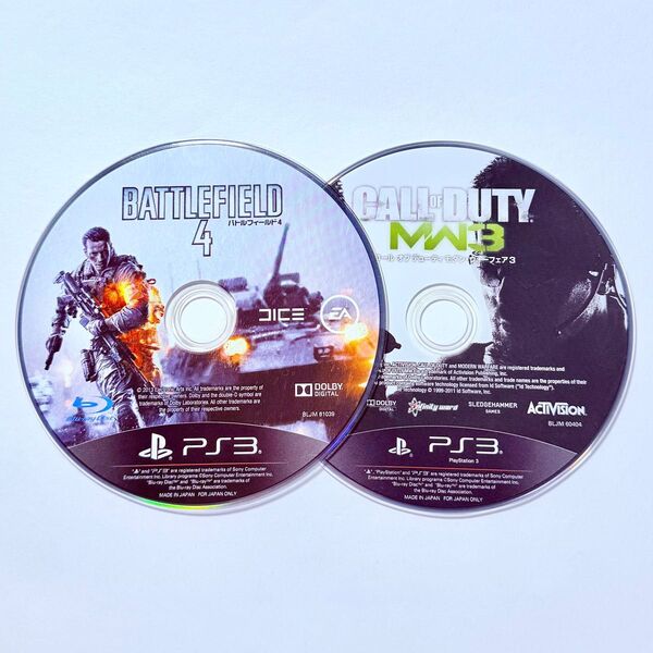 PS3 バトルフィールド4 コールオブデューティ モダン・ウォーフェア3 字幕版 ディスクのみセット