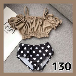 キッズ 水着 130 2XL 女の子 3点セット セパレート 水玉 ドット