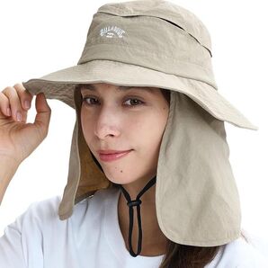 【新品 BILLABONG(ビラボン)】接触冷感・撥水ミニリップストップハット 取り外せるタレとアゴ紐付 TRAILS HAT