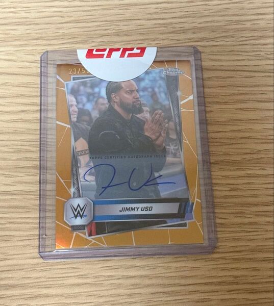 ジミー・ウーソ 直筆サイン 2025 Topps Chrome WWE Card Gold Refractor JIMMY USO
