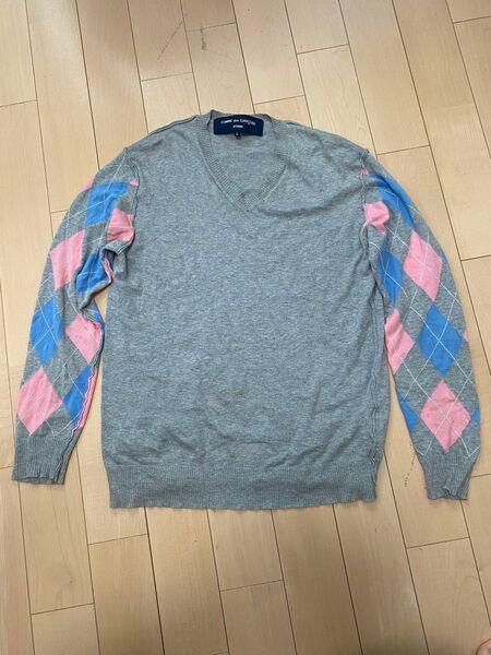 COMME des GARCONS HOMME 長袖ニット 薄手 アーガイル Vネック コムデギャルソン オム ニット