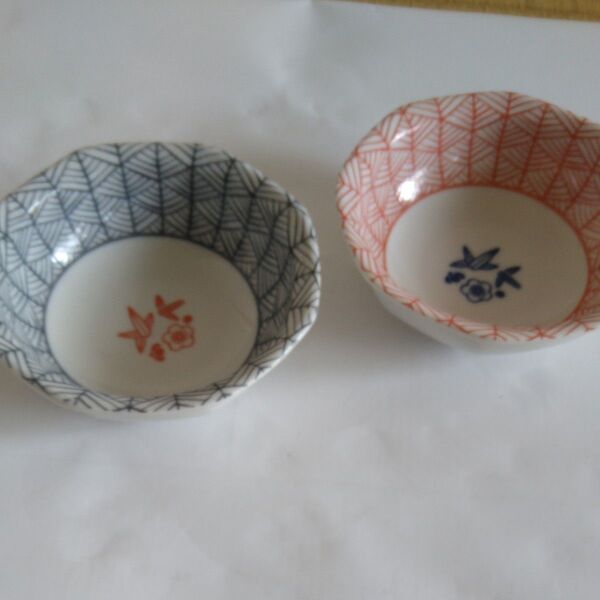 小鉢 2個セット 和柄 オレンジ グレー