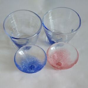 グラス 2個セットとガラス のおちょこ 2個セット