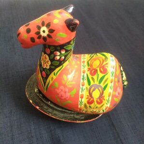 ラクダ 置物 インド 工芸品 花柄 レッド