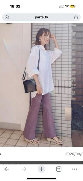 GU さろてろ夏素材 フレアフィットフレアパンツ ピンタック
