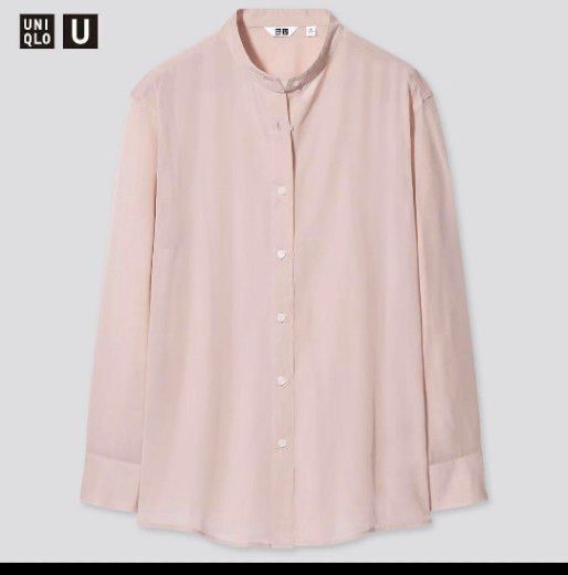 UNIQLO U バンドカラーシアーシャツ ピンク