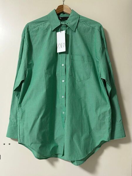 【新品未使用品】ZARA 長袖ストライプシャツ タグ付き オーバーサイズシャツ