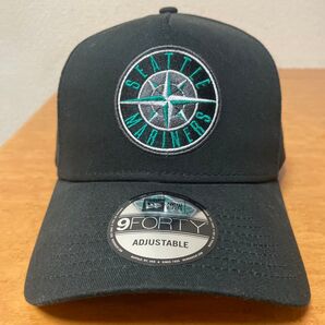 seattle mariners cap サイズ調整可能 美品 made inバングラデシュ 黒色 キャップ ブラック ニューエラ
