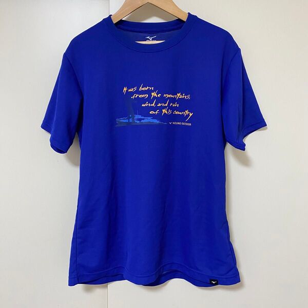 MIZUNO Tシャツ ブルー M メンズ 登山 ハイキング キャンプ アウトドア ミズノ ドライベクター 吸湿速乾 スポーツ