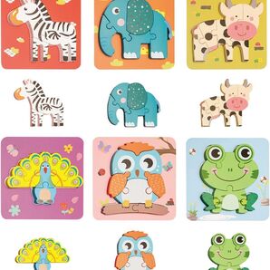 パズル 3歳 2歳 1歳 モンテッソーリ toddler toys 子供 木製パズル アニマル はめ込み カラフル おもちゃ