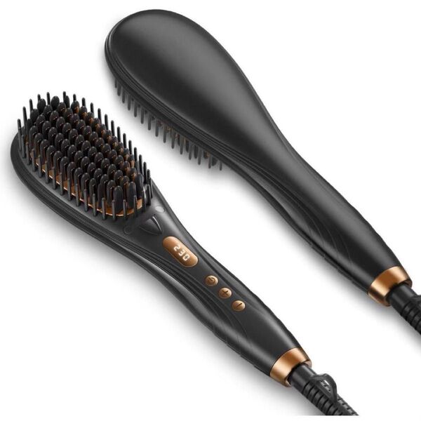 ストレートブラシ 温度調整 ヘアアイロン ヒートブラシ やけど防止 静電気防止 家庭 旅行用 海外対応