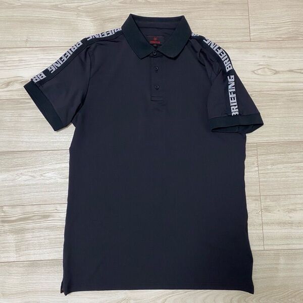 BRIEFING MENS SHOULDER LINE POLO ゴルフ ポロシャツ サイドロゴライン ブラック Lサイズ