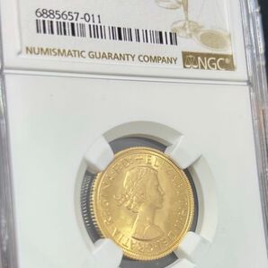 【大人気】1963 イギリス ヤングエリザベスソブリン金貨 NGC鑑定 MS64 ギリック作 ウナとライオン ヴィクトリアコイン