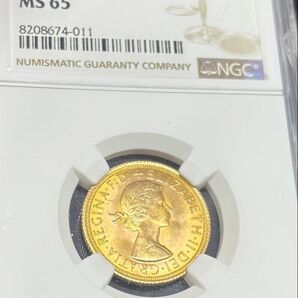 【大人気】1967 イギリス ヤングエリザベスソブリン金貨 NGC鑑定 MS65 ギリック作 ウナとライオン ヴィクトリアコイン