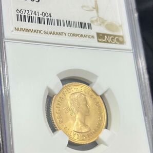 【大人気】1966 イギリス ヤングエリザベスソブリン金貨 NGC鑑定 MS65 ギリック作 ウナとライオン ヴィクトリアコイン
