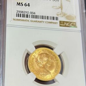 【大人気】1968 イギリス ヤングエリザベスソブリン金貨 NGC鑑定 MS64 ギリック作 ウナとライオン ヴィクトリアコイン