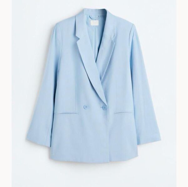 H&M ダブルブレストブレザー テーラードジャケット XS 水色